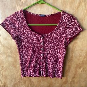 Brandy Melville Floral Baby Doll Y2K Cap Sleeve Tee